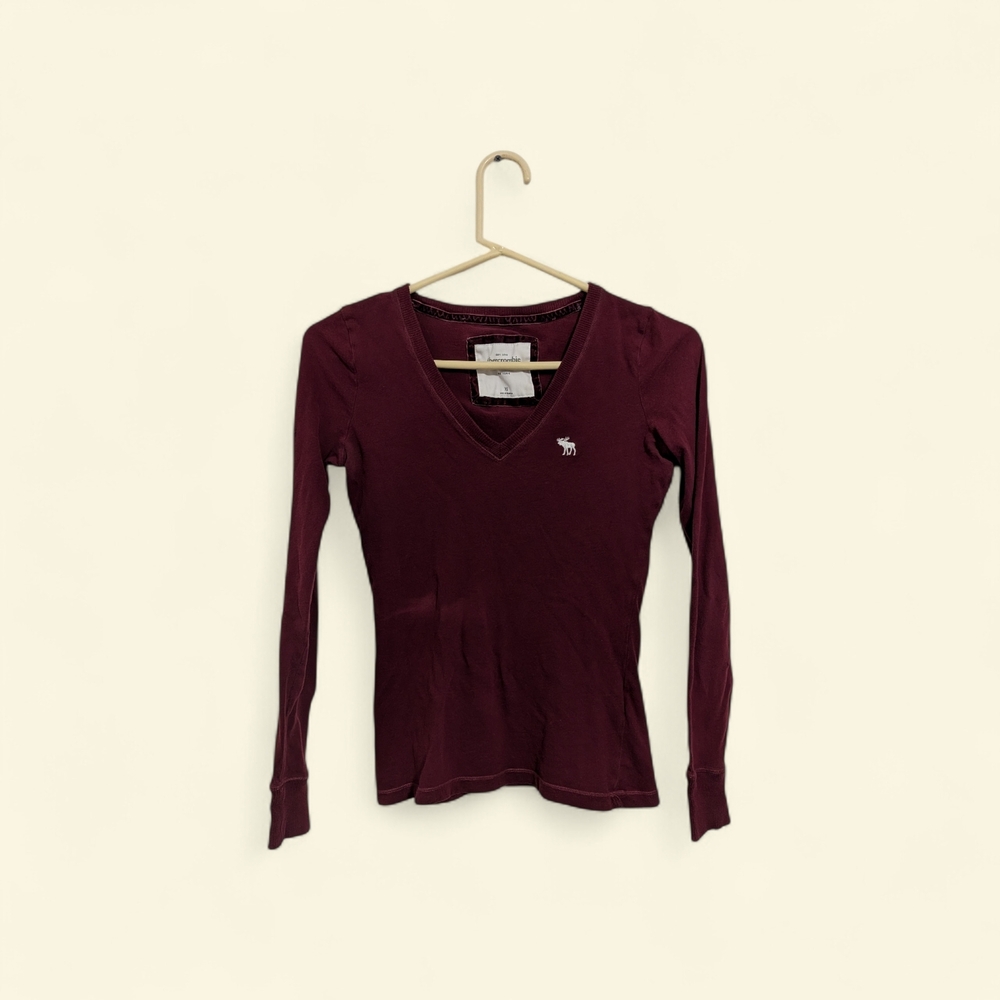 Y2K Abercrombie And Fitch Babygirl Maroon Long sleeve Top Xs